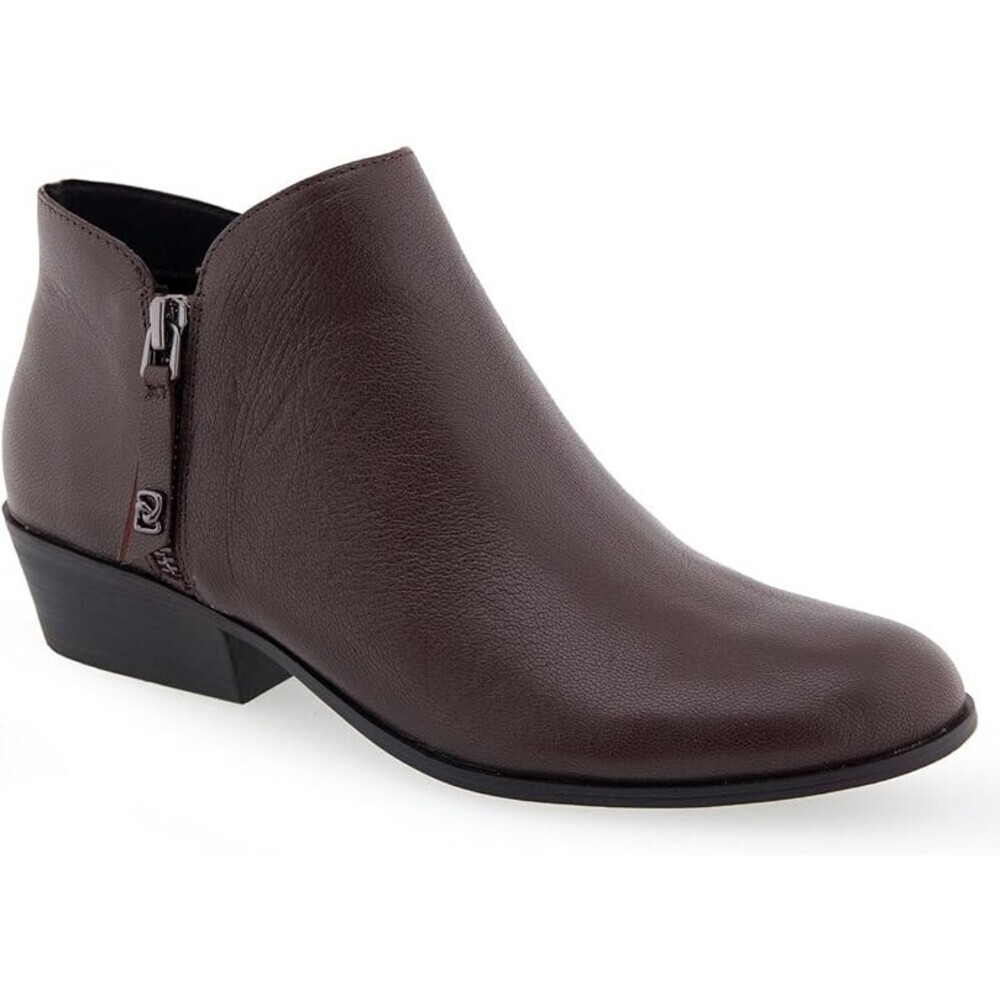 Aerosoles Collaroy Boots Women US 9 Java Leather Block Heel Ankle Bootie LION824